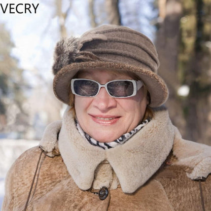 VECRY Beret Hat for Women - French Vintage Floral Wool Cloche, Classic Winter Dress Hat