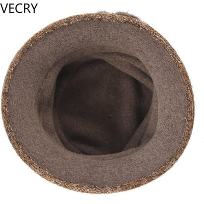 VECRY Beret Hat for Women - French Vintage Floral Wool Cloche, Classic Winter Dress Hat