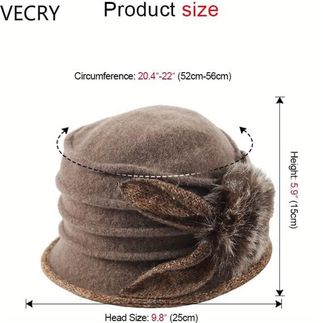 VECRY Beret Hat for Women - French Vintage Floral Wool Cloche, Classic Winter Dress Hat