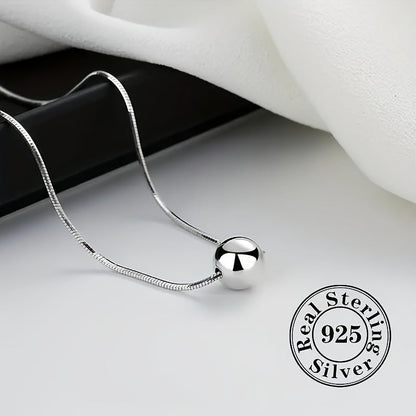 925 Sterling Silver Ball Snake Bone Chain Necklace, Exquisite Anniversary Gift for Wife