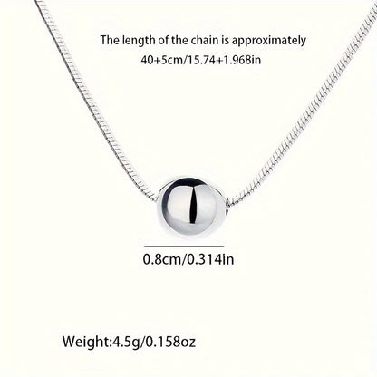 925 Sterling Silver Ball Snake Bone Chain Necklace, Exquisite Anniversary Gift for Wife