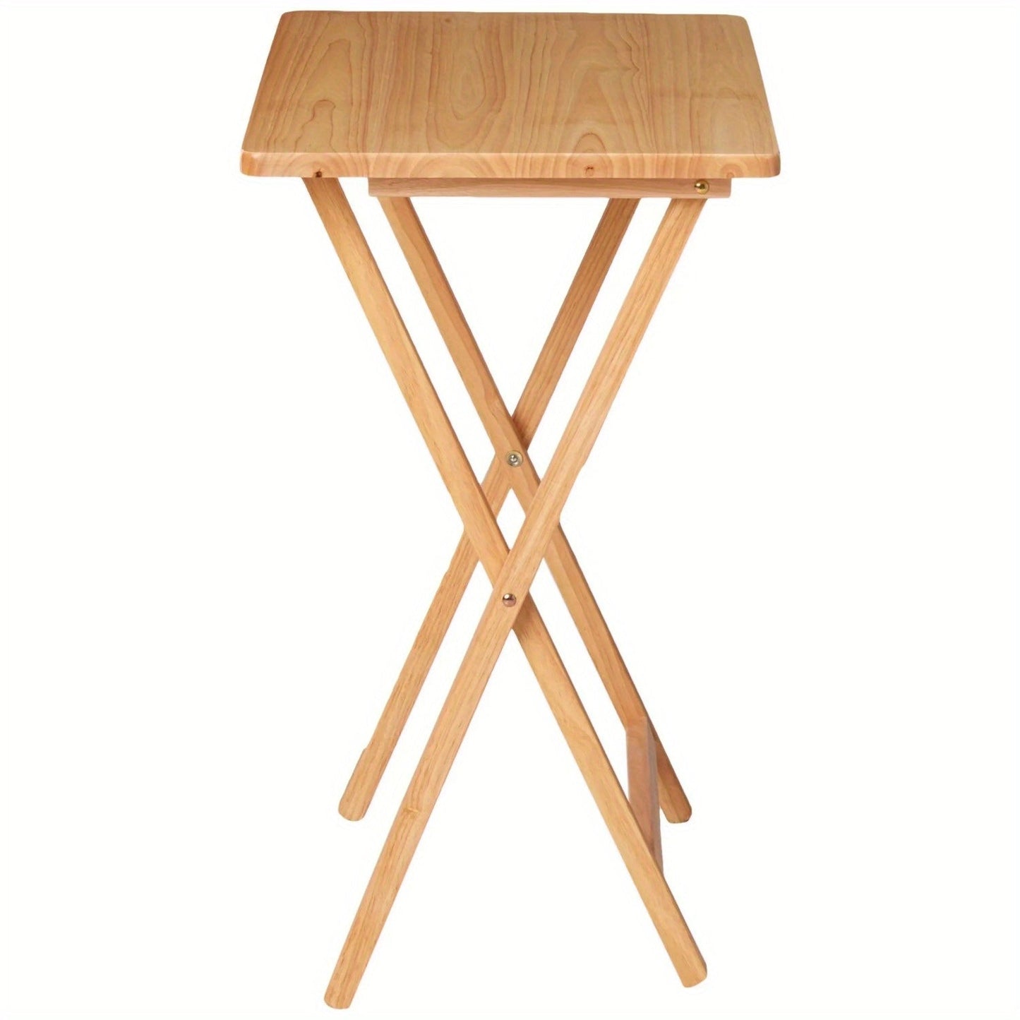 Indoor Single Folding TV Tray Table - Natural Wood, 19 x 15 x 26 inches, Compact & Space-Saving