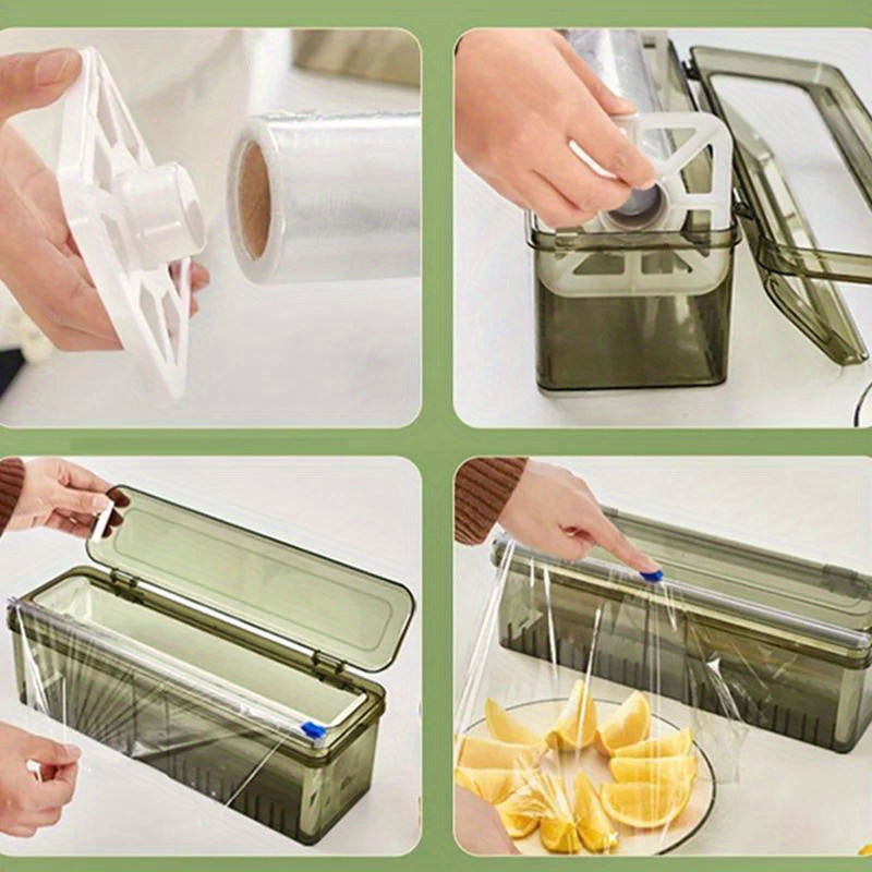 Extra-Thick Cling Film Dispenser with Cutter - Durable PE Plastic for Christmas and Everyday Use