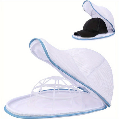 2 Piece Hat Cleaning Set - Mesh Laundry Bag with Zipper and Non-Woven Hat Cleaning Cage - Deformable Clothing Cleaner with Hat Rack