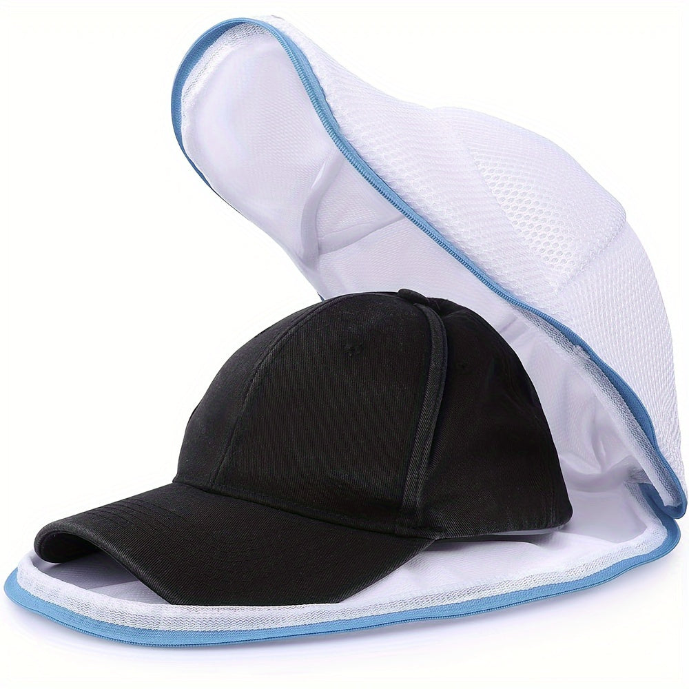 2 Piece Hat Cleaning Set - Mesh Laundry Bag with Zipper and Non-Woven Hat Cleaning Cage - Deformable Clothing Cleaner with Hat Rack