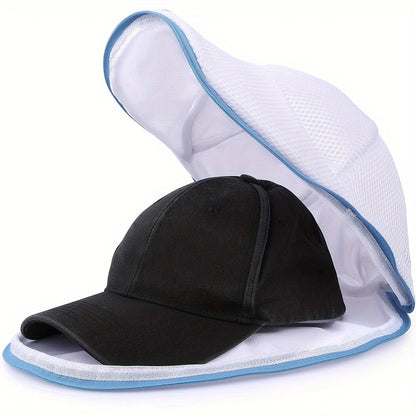 2 Piece Hat Cleaning Set - Mesh Laundry Bag with Zipper and Non-Woven Hat Cleaning Cage - Deformable Clothing Cleaner with Hat Rack