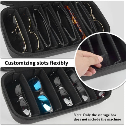Adjustable Polarized Fashion Glasses Case - Large Capacity Travel Storage Bag for Men and Women, Compatible with Glapeame/Woodworm/CARFIA, Glasses Not Included
