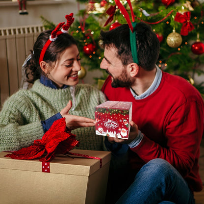 Christmas Surprise Pull Out Gift Box - Ideal for Friends, Girlfriends, Wives & Sisters, Includes Lids & Labels, Holiday Party Accessorie