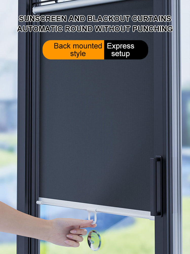 Sunshade Roller Blinds – Blackout Retractable Window Curtains with Suction Cup, Punch-Free for Kitchen & Bedroom