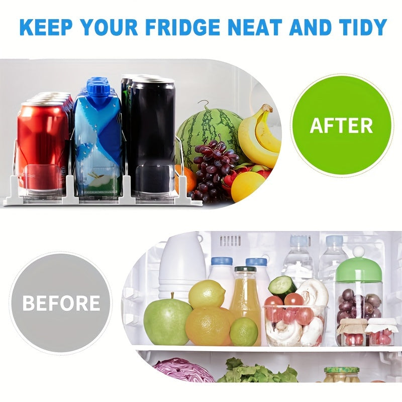 3/4/5 Set Beverage Pusher Drink Propeller – Self-Propelled Soda Can Dispenser with Double-Layer Partition, Refrigerator Storage Box, Kitchen Organizer