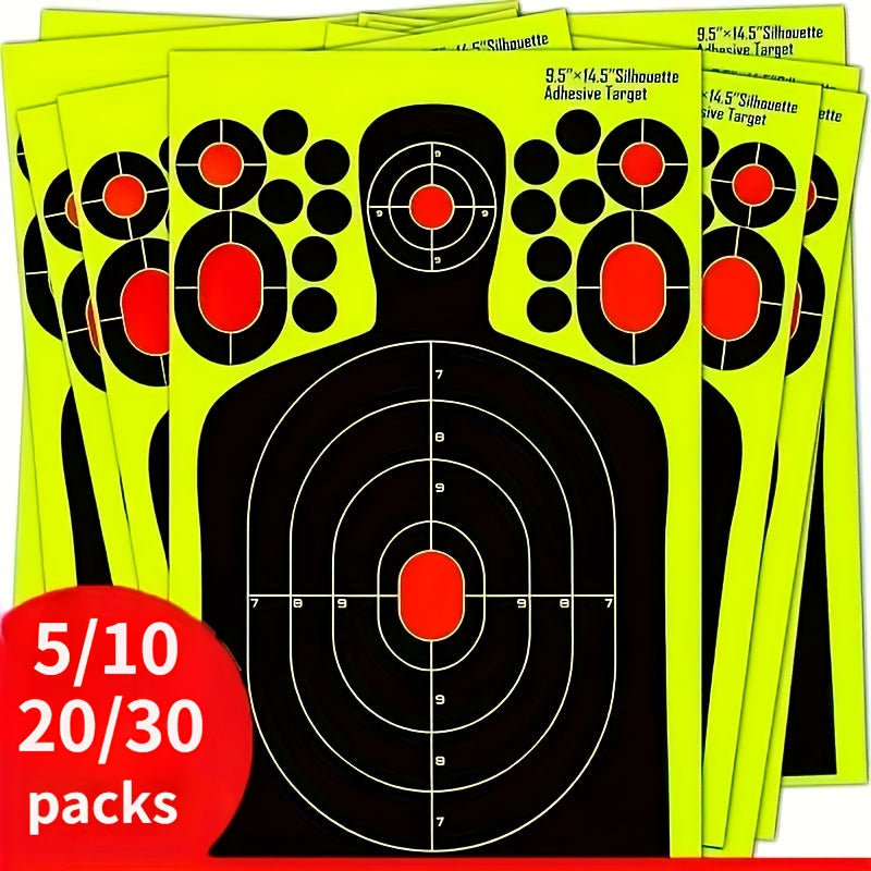 Human Body Shape Reactive Targets - 14.5 Inch Splatter Glow Fluorescent Paper for Accurate Range Training, 5/10/20pcs Pack, Durable Shooting Practice Accessories for Marksmen