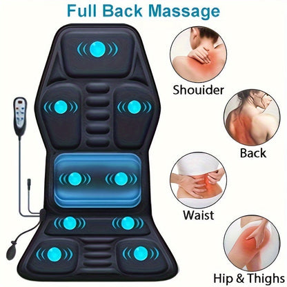 9 Mode Massage Seat Cushion with Adjustable Lumbar Support and Heating – Ergonomic Back Massage Chair for Home and Office, Whole Body Relaxation for Men and Women