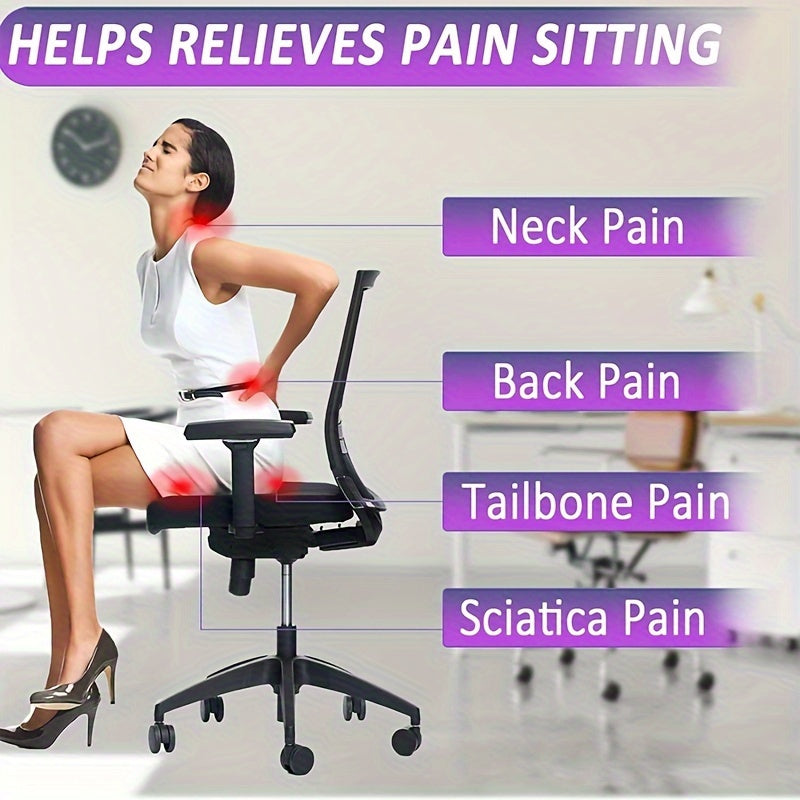 Purple Gel Seat Cushion - Pain Relief Pad for Back Pain, Sciatica, and Tailbone Pain, Ideal for Office Chair, Wheelchair, and Long Trips