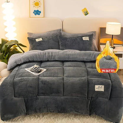 Luxury Plush Comforter - Soft, Anti-Static, Extra Thick, Multi-Needle Quilting, Lightweight and Warm - Cozy Autumn-Winter Bedding