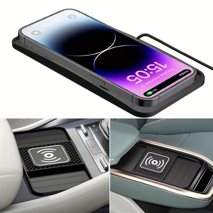 15W Fast Wireless Charging Pad with USB Connector - Non-Slip Rubber Mat for Car, Lightweight USB-Powered Charger for Qi-Enabled Devices, Phone, Watch & Earbuds Multi-Device Charging