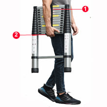 DayPlus 3.2-6.2M Telescopic Ladder with Roof Hook Kit – Portable, Heavy Duty Aluminium Multi-Purpose Folding Extendable Ladder