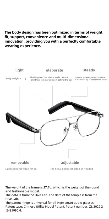 Xiaomi Mijia Smart Audio Glasses Lite Joyful Edition — Bluetooth 5.2 Headset with Noise Reduction, Ultra-Long Standby & Detachable Design