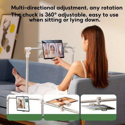 Adjustable Aluminum Tablet Stand – Foldable and Portable, Clamp Design for Phones and Tablets, Ideal for Bedside and Desktop Use