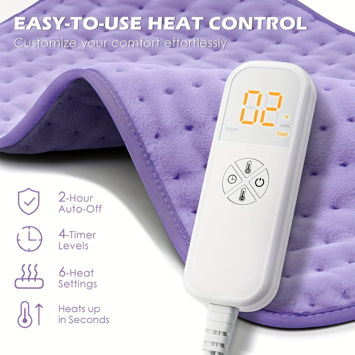 XL Heating Pad for Back, Neck & Shoulders – Extra Large 12x24, 6 Heat Settings, Auto Shut Off, Electric Heat Blanket – Ideal Christmas Gift for Women
