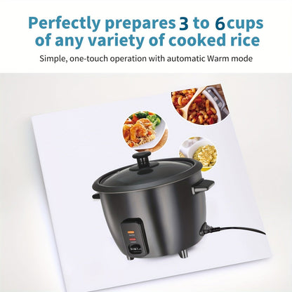 Versatile 6-Cup Rice Cooker with Yogurt Maker - 1.5 Qt Capacity, Nonstick Pot, Auto Keep Warm, One Touch Operation - Includes Steamer for Oatmeal and Soup, Stainless Steel Liner