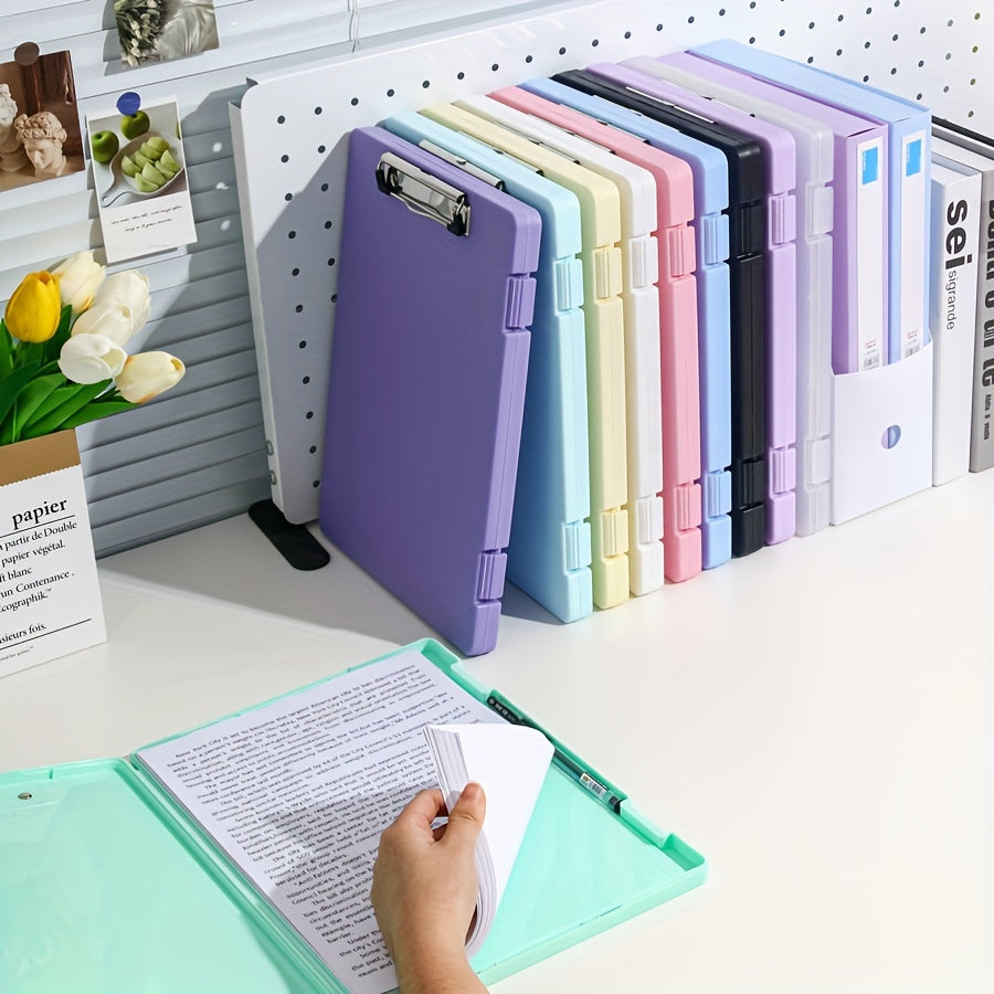 A4 File Folder Storage Box – Plate Clip for Test Paper & Document Organization – Large Capacity with Subject Classification – Multi-Function for Students