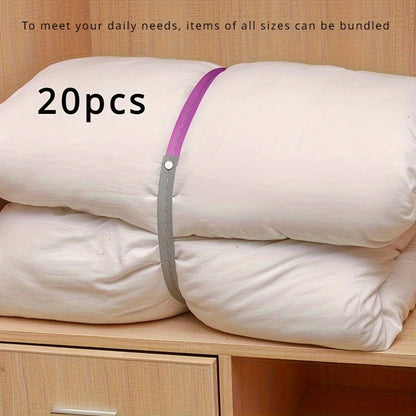 20pcs Elastic Storage Bands – Adjustable, Stretchable Buckle for Travel, Clothing, Drawers & Wardrobe Sorting, Space Saving
