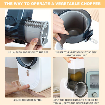 Electric Cheese Grater and Vegetable Slicer - Food Processor Spiralizer with Multi Cone Blades - Stainless Steel, White