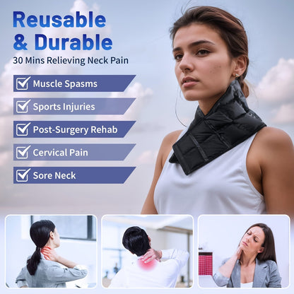 Reusable Neck Ice Pack - Hot and Cold Gel Wrap for Pain Relief, Surgery Recovery, Sports Injury, Swelling, and Bruises