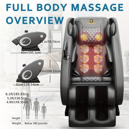 2024 Luxury Full Body Zero Gravity Shiatsu Massage Chair – 8 Automatic Modes, Soothing Heater, Rejuvenating Foot Massage, Ergonomic Design for Ultimate Relaxation