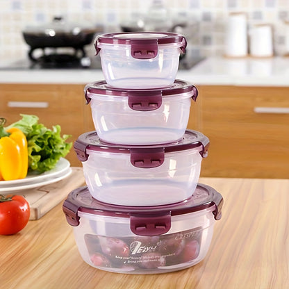 4 Piece Large Capacity Transparent Plastic Refrigerator Storage Boxes – Airtight, Stackable, Space-Saving Containers for Fruits, Vegetables, Meat, Eggs, Dumplings – Easy Clean, Fresh Preservation