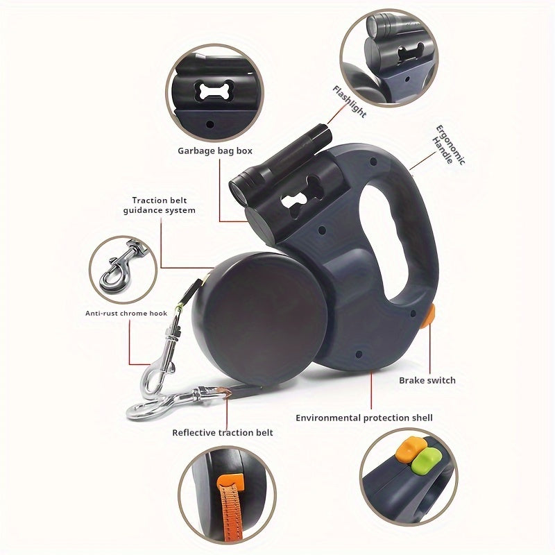 360° Rotating 2 in 1 Pet Leash - Stretchable, Easy to Control, Comfortable Grip for Walking Dogs