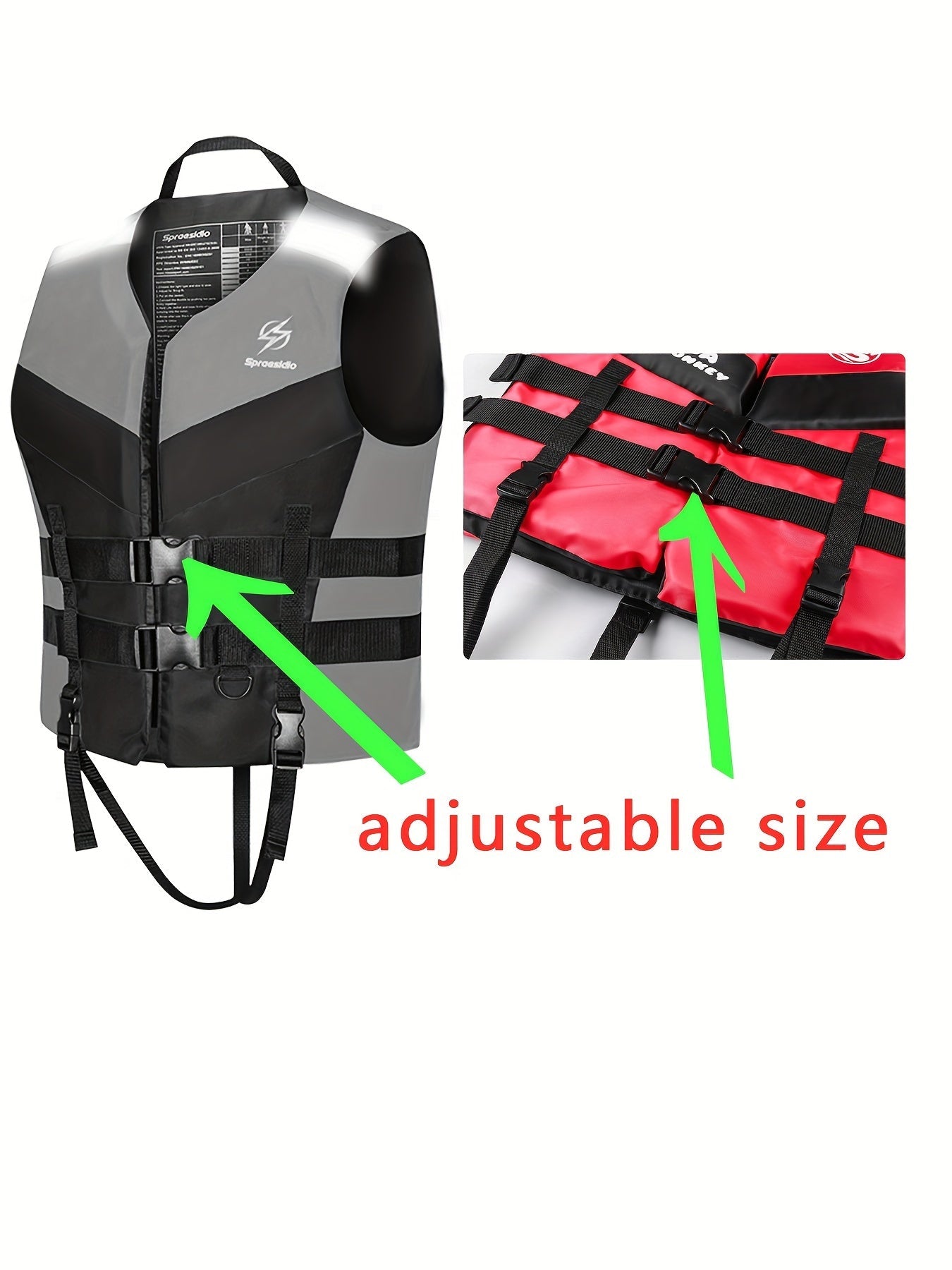HISEA Adjustable Safety Life Jacket - Outdoor Drifting, Swimming, Snorkeling Suit for Kayaking, Boating, Fishing, Water Ski, and Rafting - Water Sports Life Vest