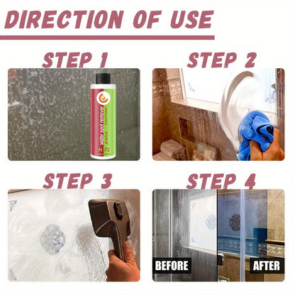 Powerful Bathroom Glass Cleaner - Removes Hard Water Stains, Soap Scum, and Lime from Shower Doors, Mirrors, Tiles, and Faucets