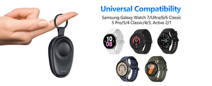 1400mAh Portable Wireless Power Bank — Magnetic Keychain Charger for Samsung Galaxy Watch 7/Ultra/6/6 Classic/5 Pro/4/3 & Active 2/1