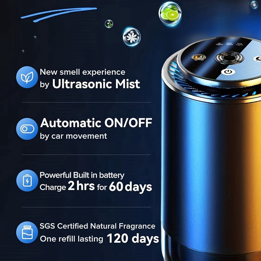 Smart Car Air Freshener 50ML – Premium Essential Oil Diffuser with Star Projector – Automatic, Long-Lasting Natural Fragrance – Odor Remover with 300 Days of Freshness – Ideal Car Accessory for Lovers