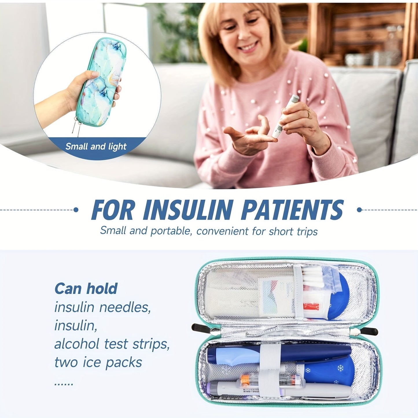 Travel-Friendly Insulin Cooler Case with 2 Gel Packs - Portable Diabetic Medication Cooling Bag for Outdoor and Sports Use