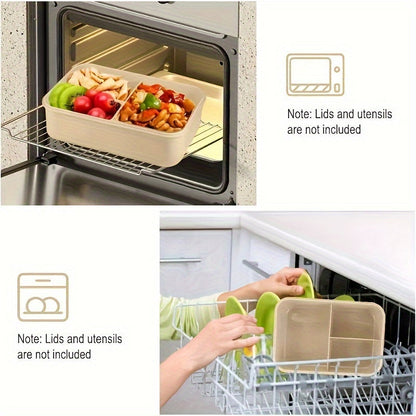 Lunch Box with Tableware – Square Divided Microwave Bento Box – Leakproof Food Container – Hand Wash – Ideal for Back to School, College, Kitchen Organizers and Storage