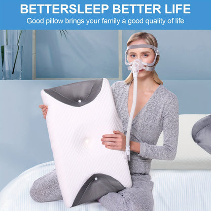 Memory Foam Pillow for Side Sleepers - Cervical Pillow for Relaxation and Sleep Apnea, CPAP Pillow to Reduce Air Leak, Hose Tangle, and Mask Pressure
