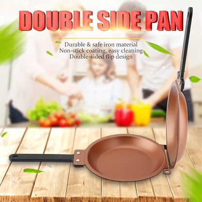 Steel Double-Sided Pan – Nonstick Copper Pancake Maker, Easy to Flip Frying Pan for Fluffy Pancakes, Omelets and Frittatas, Dishwasher Safe