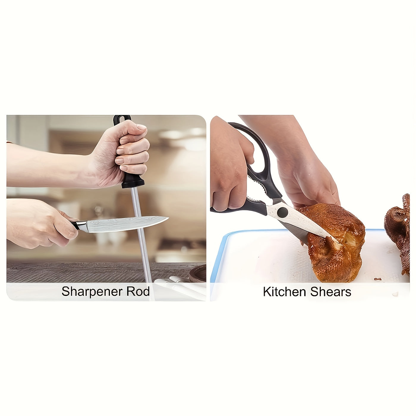18pcs Kitchen Knife Set with Block & Sharpener Rod - High Carbon Stainless Steel Chef Knives, Ultra Sharp Full-Tang Design for Home Cooking