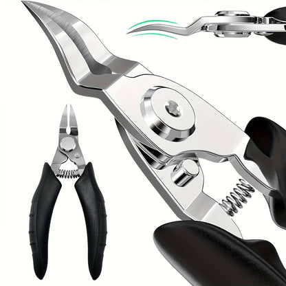 Large-Sized Curved Nail Clippers Pro - Stainless Steel Toenail Trimmer for Ingrown, Thick, Hard Nails - Easy Grip Handle and Precise Cutting Edge for Safe Trimming