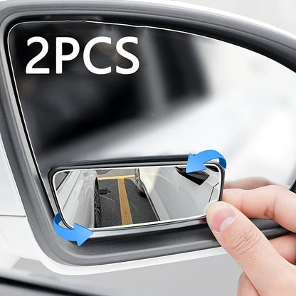 2PCS Oval Blind Spot Mirrors for Cars - Universal Fit, Front Placement, Adjustable Flat Wide Angle Side Rear View, Compatible with Multiple Models