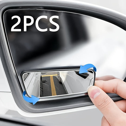 2PCS Oval Blind Spot Mirrors for Cars - Universal Fit, Front Placement, Adjustable Flat Wide Angle Side Rear View, Compatible with Multiple Models