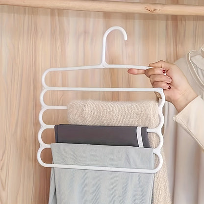 5pcs Multifunctional Five-Layer Pants Rack - Anti-Slip Multi-Layer Clothing Hanger for Wardrobe, Scarf & Pants Storage