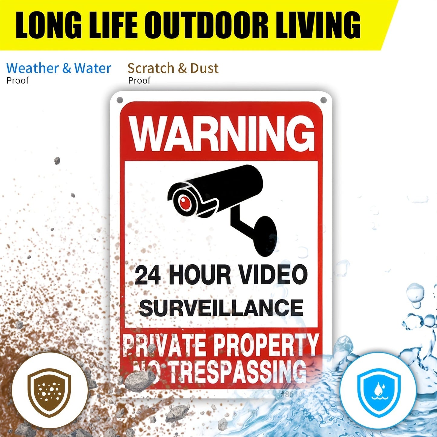 4pcs No Trespassing Signs - Private Property Warning Aluminum Security Camera Signs for Home & Yard, 7x10 Inches