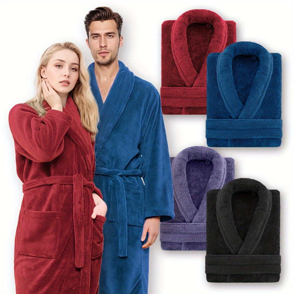 Ultra-Soft Fleece Bathrobe for Men and Women - Cozy, Warm, Machine Washable - Perfect for Bathroom or Bedroom