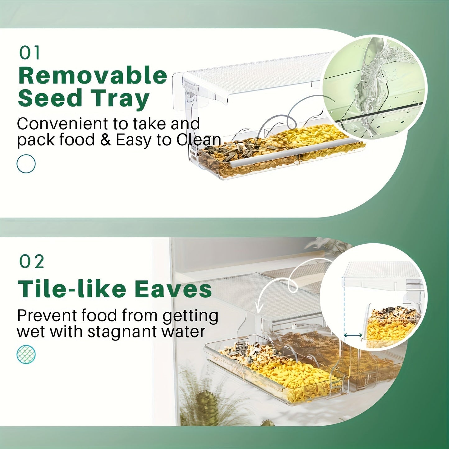 Vibrant Clear House Window Bird Feeder - Durable Hanging Seed Holder for Outdoor Bird Watching, Easy to Fill and Clean, Perfect for Backyard Wildlife Enthusiasts