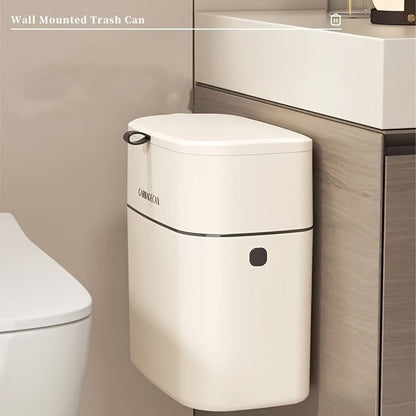 Slimline Wall Mounted Trash Can – High-Capacity, Aesthetic Design with Lid, Space-Saving Garbage Can for Living Room, Toilet & Kitchen