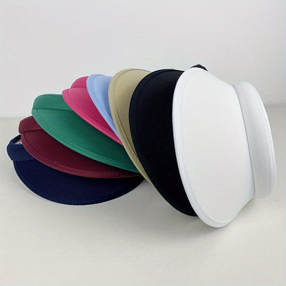 Adjustable Clip Sun Visor Hat - Cotton Twill, Wide Brim Caps for Men and Women, Perfect for Golf, Beach, Tennis