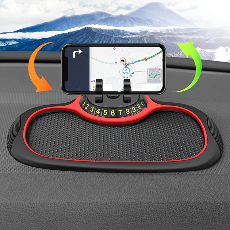 360° Rotating Car Dashboard Phone Mount - Multi-Functional Anti-Slip Mat with Universal Holder, Soft Silicone Pad and Stylish Swan Bracket for Secure Phone Placement